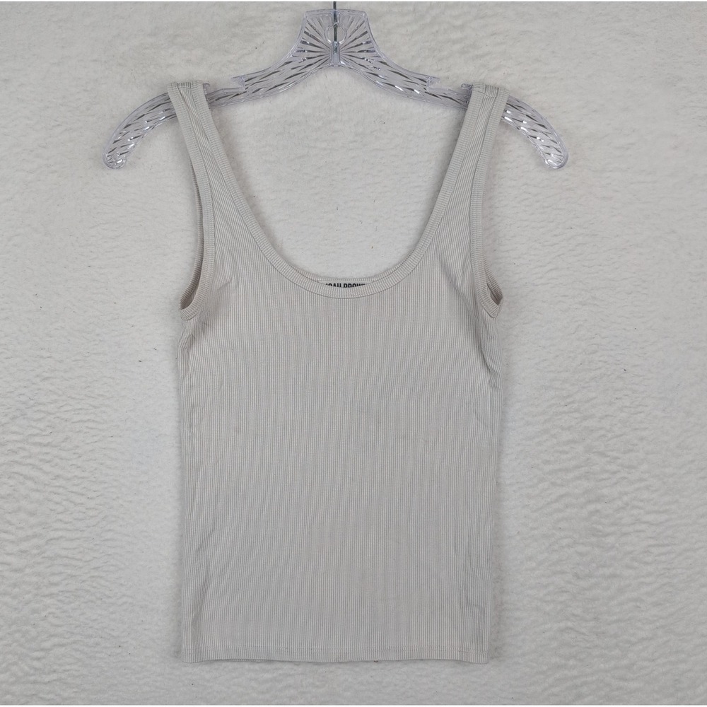 Joah Brown Womens Basic Scoop Neck Tank White Rayon Size S/M